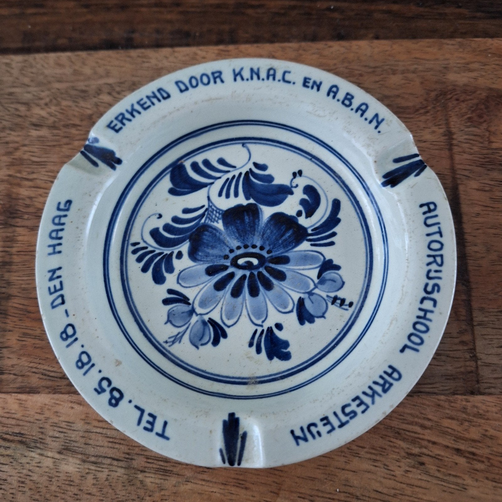 Vintage Delfts Blauw Asbak K.N.A.C. A.B.A.N. Autorijschool, Antiek en Kunst, Ophalen of Verzenden