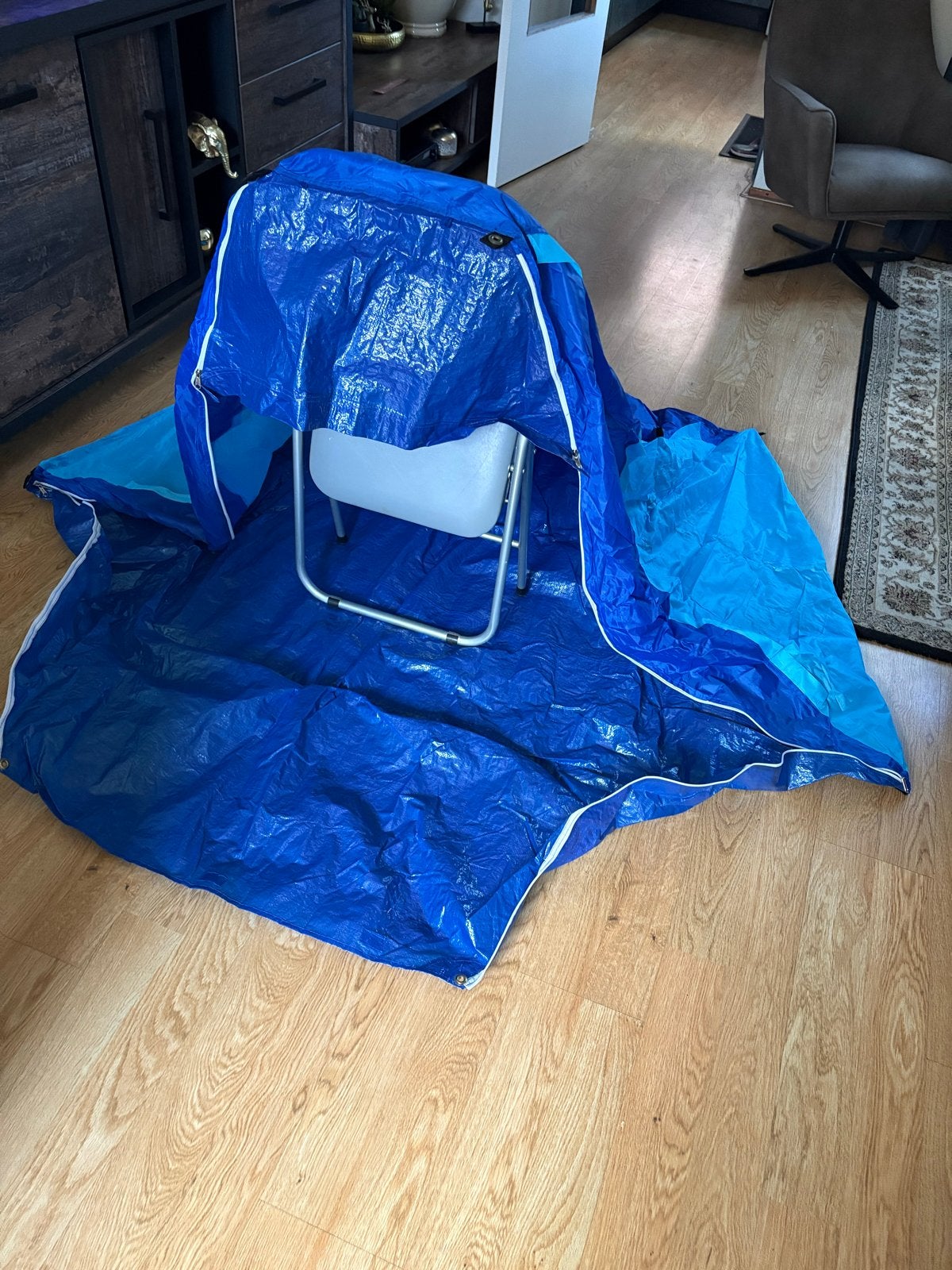 Blauwe parasoltent - Ideaal voor strand of tuin, Ophalen of Verzenden, Gebruikt, Tot en met 2