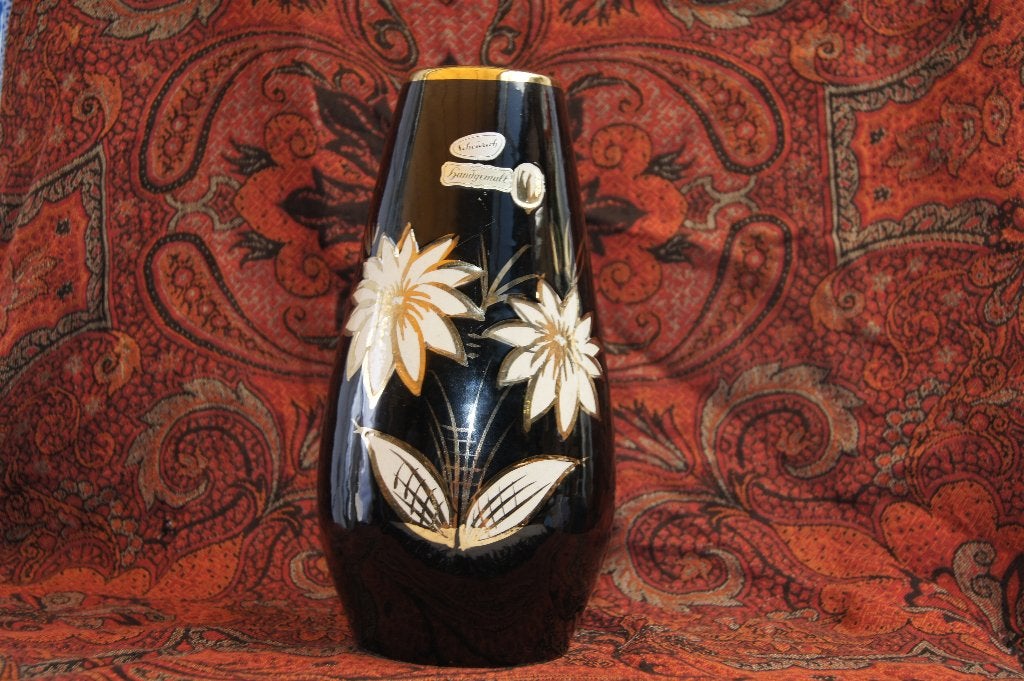 Vaas van Scheurich, handgeschilderd met gouden bloemen, Ophalen of Verzenden