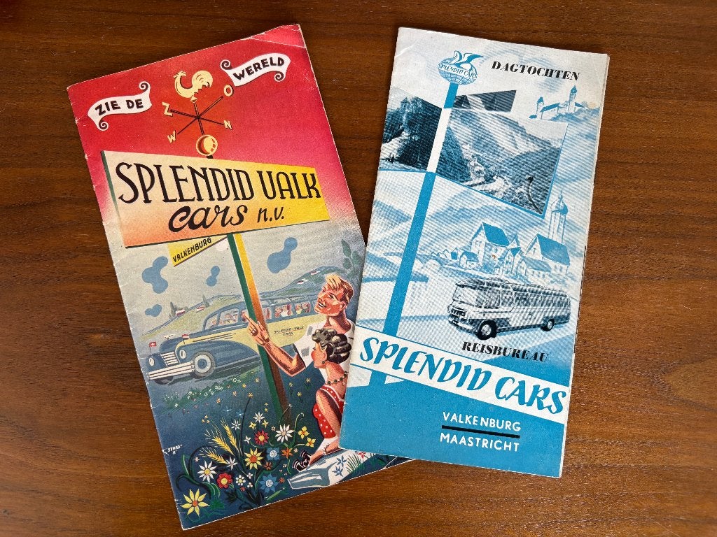Twee reisbrochures Splendid Valk Cars Valkenburg (jaren ’50), Antiek en Kunst, Antiek | Boeken en Bijbels, Ophalen of Verzenden