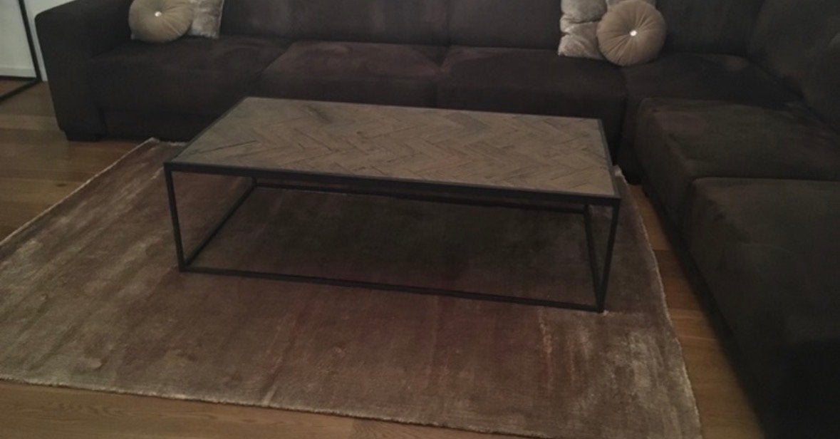 Salontafel en Kast met Visgraatmotief, Ophalen, 100 tot 150 cm, Eikenhout, Zo goed als nieuw