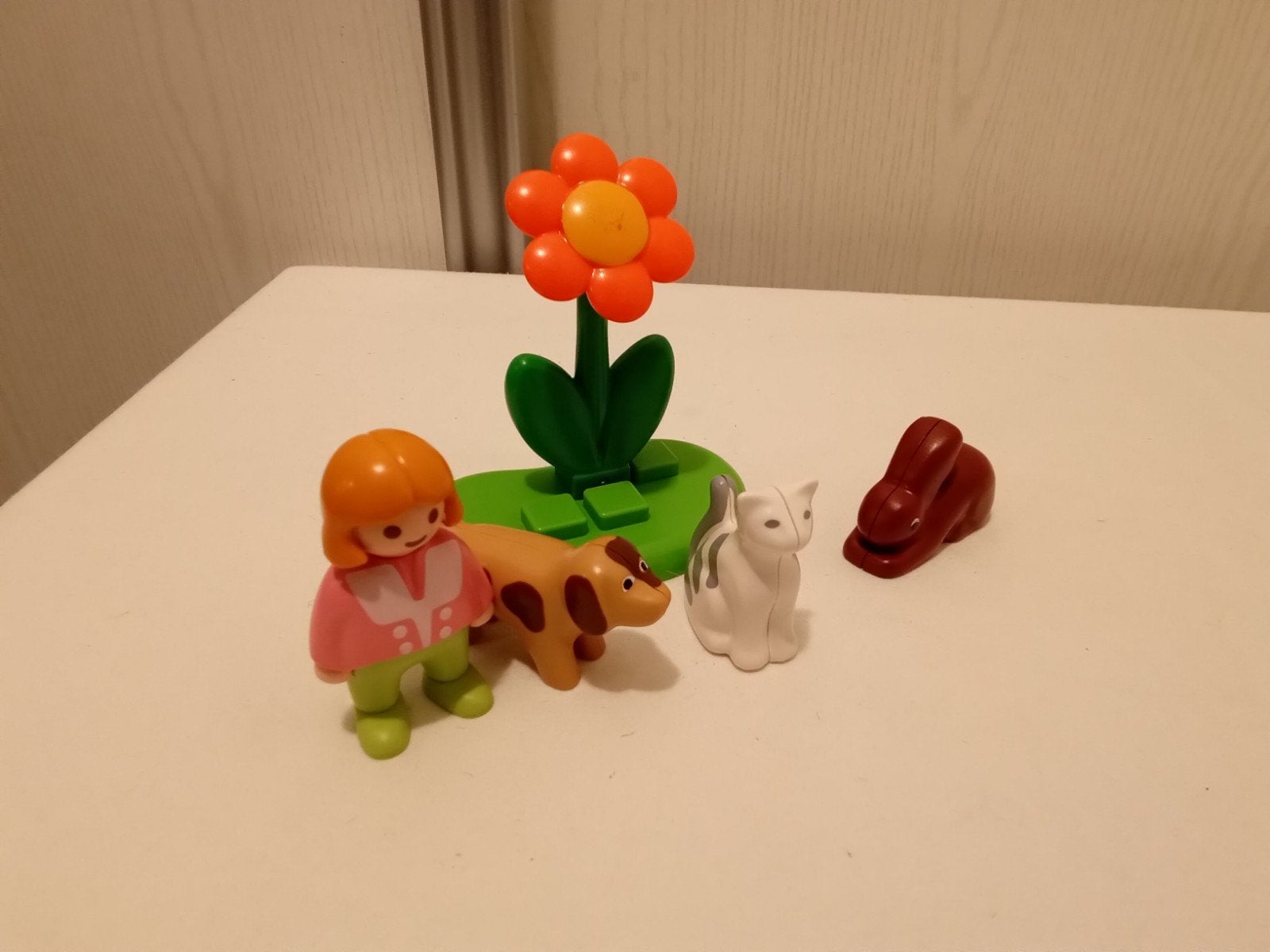 123 playmobil meisje met huisdieren, Ophalen of Verzenden, Zo goed als nieuw