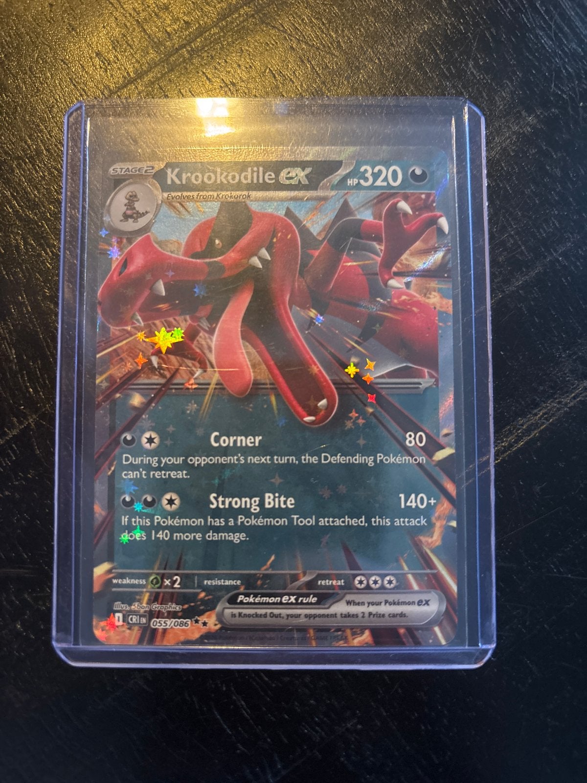 Krookodile EX 055/086 Pokémon Kaart - Zeldzaam Foil, Ophalen of Verzenden, Zo goed als nieuw, Losse kaart, Foil