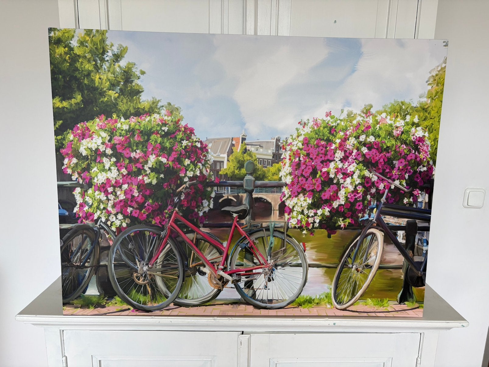 Schilderijenshop Amsterdamse gracht 100x75, Ophalen of Verzenden, Stadsgezicht