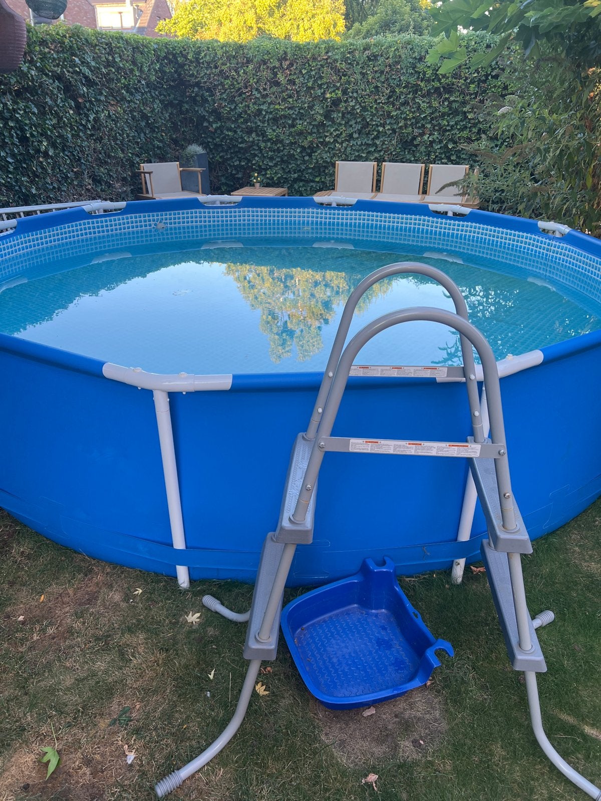 Rond opzetzwembad met filterpomp en trap, Ophalen, Gebruikt, 80 tot 120 cm, Rond