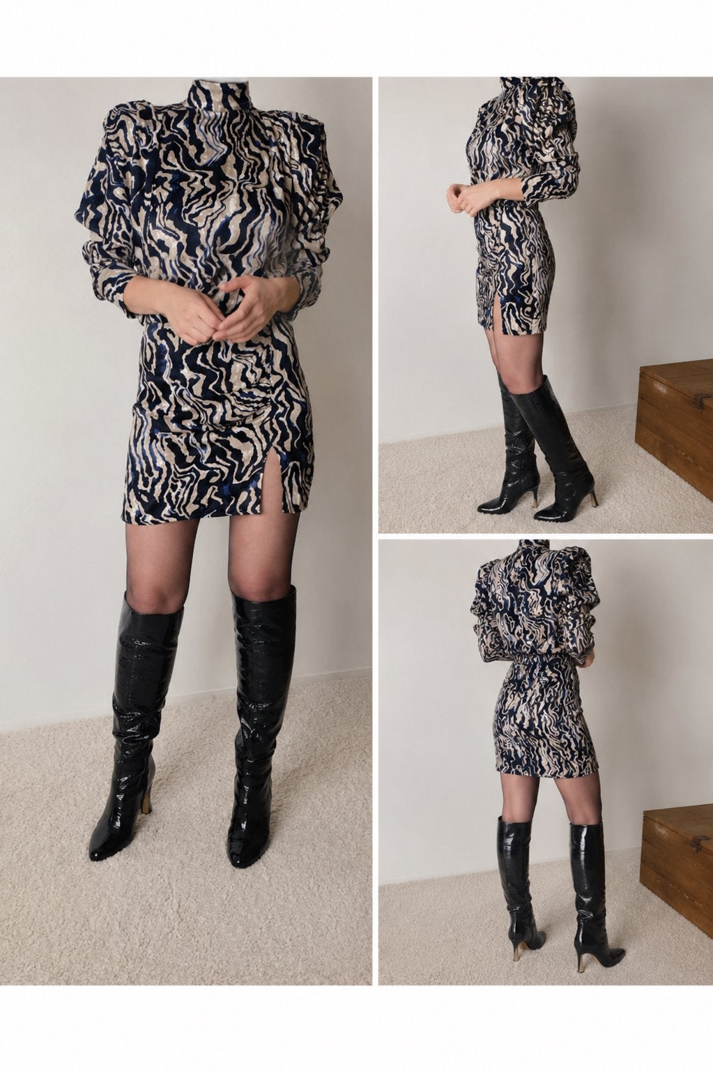 Stijlvolle zebraprint jurk met lange mouwen, Meerkleurig, Nieuw, Ophalen of Verzenden, Maat 36 (S)