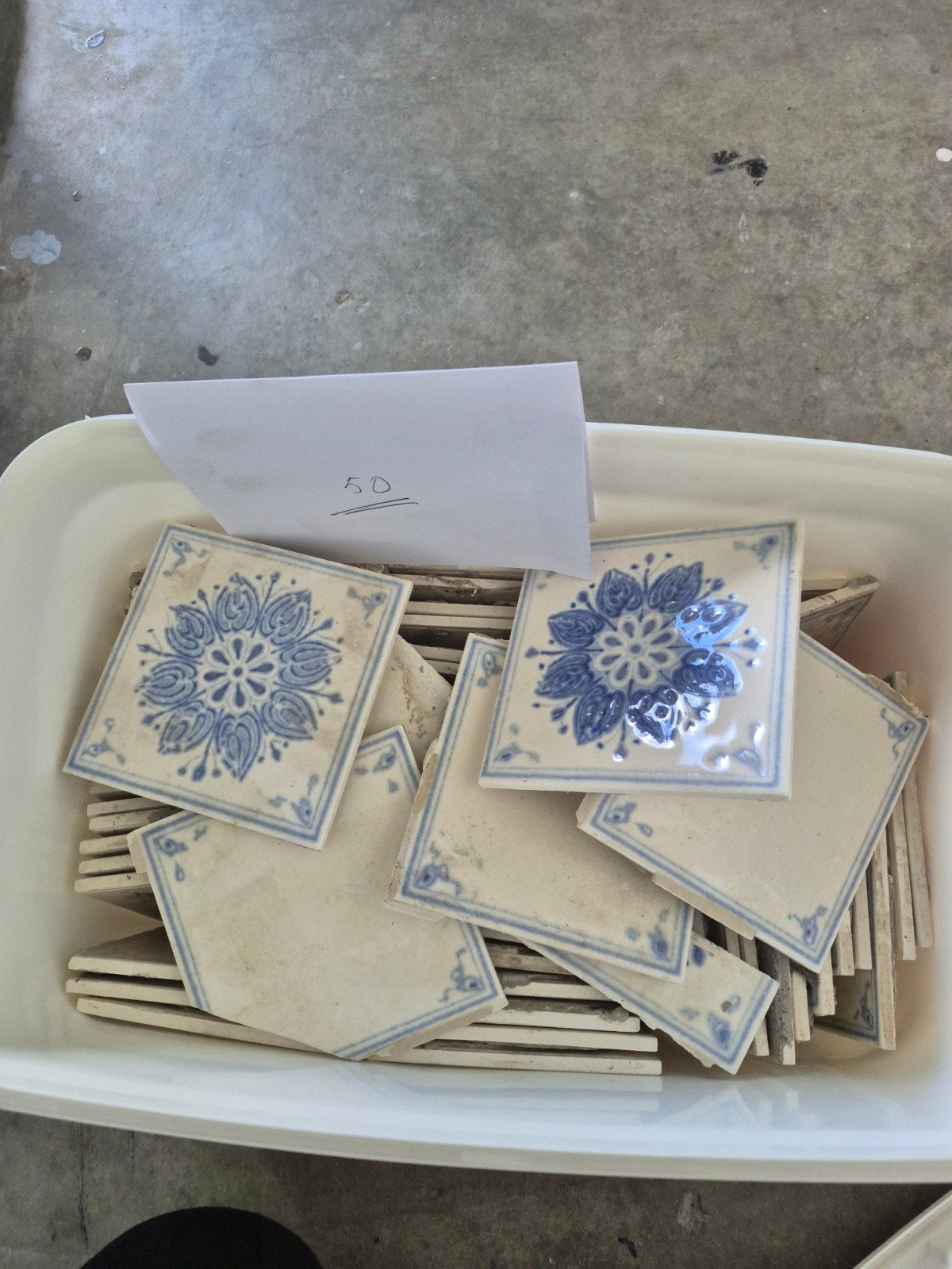 50 Vintage Delfts Blauwe Tegeltjes - Decoratief, Ophalen
