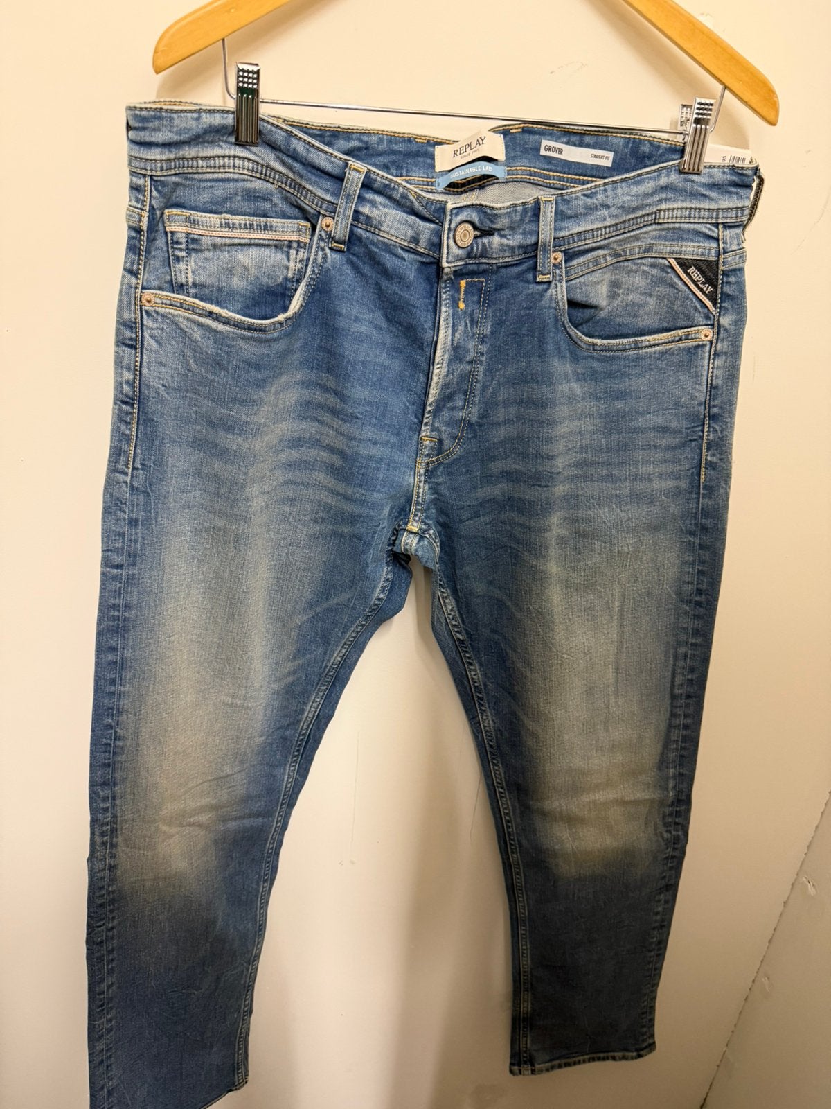 Nieuwe Replay grover jeans 34-32, Verzenden, Nieuw, Blauw, W33 - W34 (confectie 48/50)