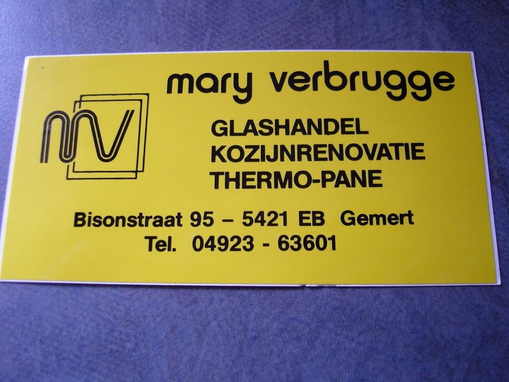 sticker gemert mary verbrugge glashandel kozijnrenovatie, Ophalen, Zo goed als nieuw