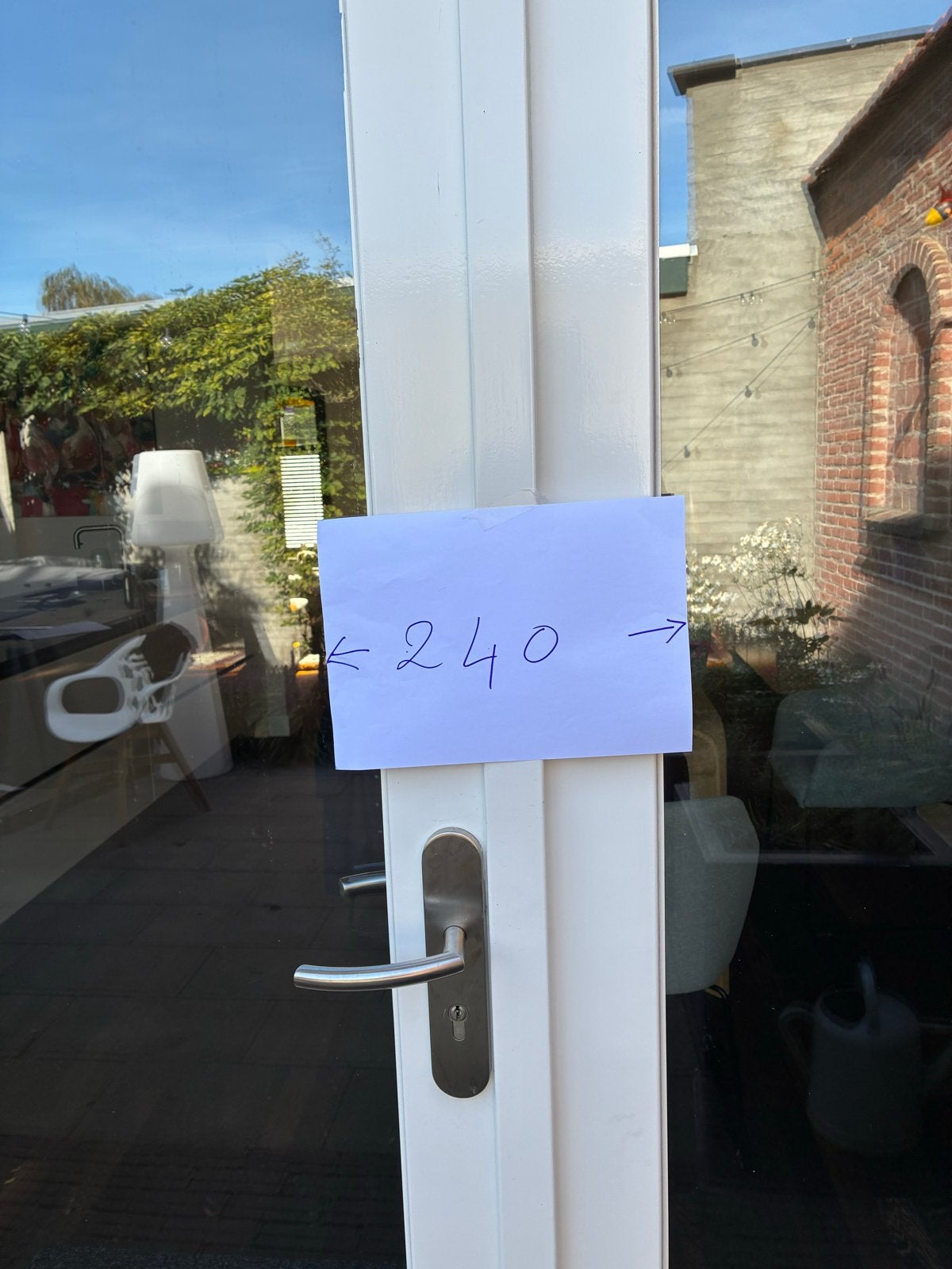 Eikenhouten dubbele deur met dubbel glas en beslag, Ophalen, Gebruikt, Buitendeur, Hout