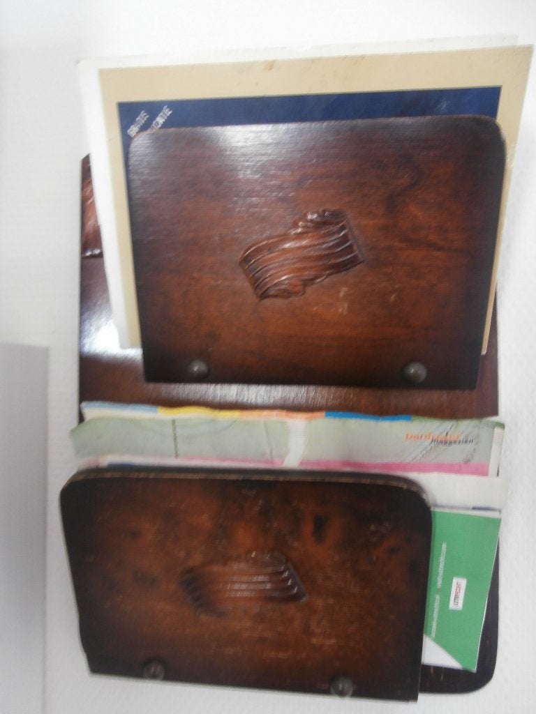 Antiek brievenhouder krantenhouder hout brief krant houder, Ophalen of Verzenden