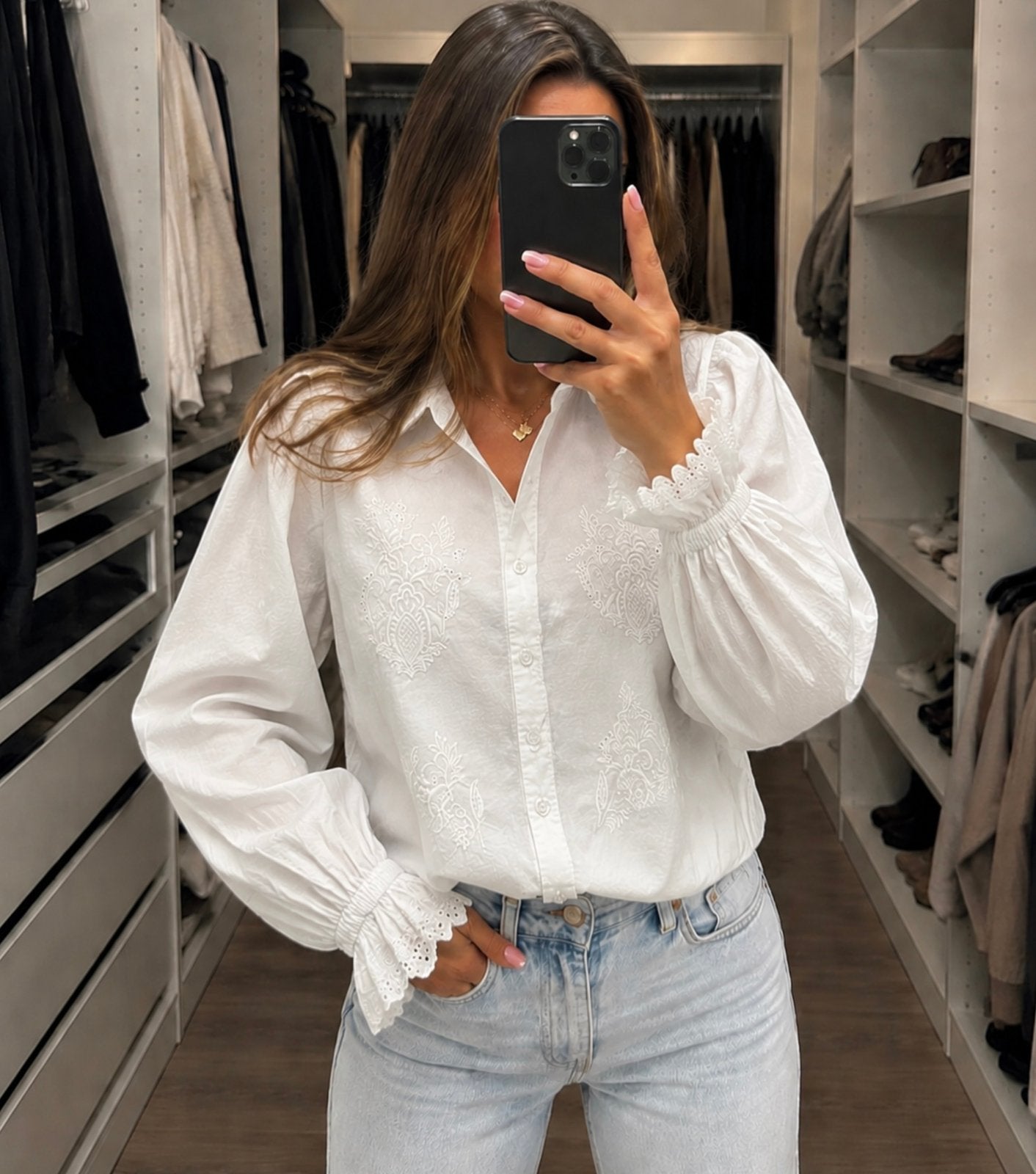 Zara Embroidery Cowboy Barok Blouse Top, Verzenden, Nieuw, Maat 34 (XS) of kleiner, Wit