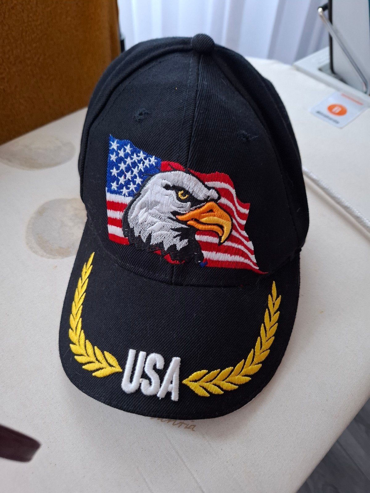 Zwarte pet met Amerikaanse vlag en adelaar - USA, Ophalen, Onbekend, One size fits all, Pet