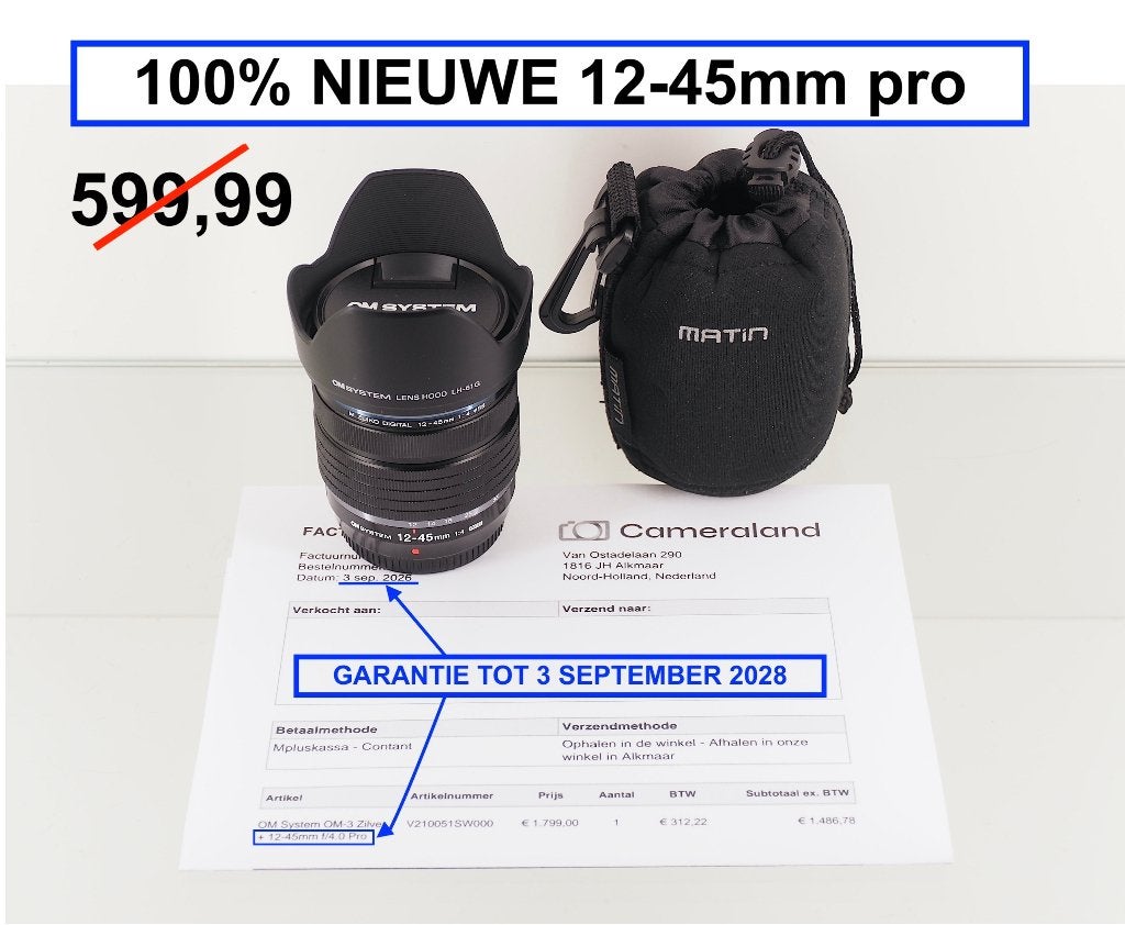 NIEUW OM-System 12-45mm f4 Pro met 22 mnd garantie! Olympus, Micro Four Thirds, Nieuw, Ophalen of Verzenden, Standaardlens
