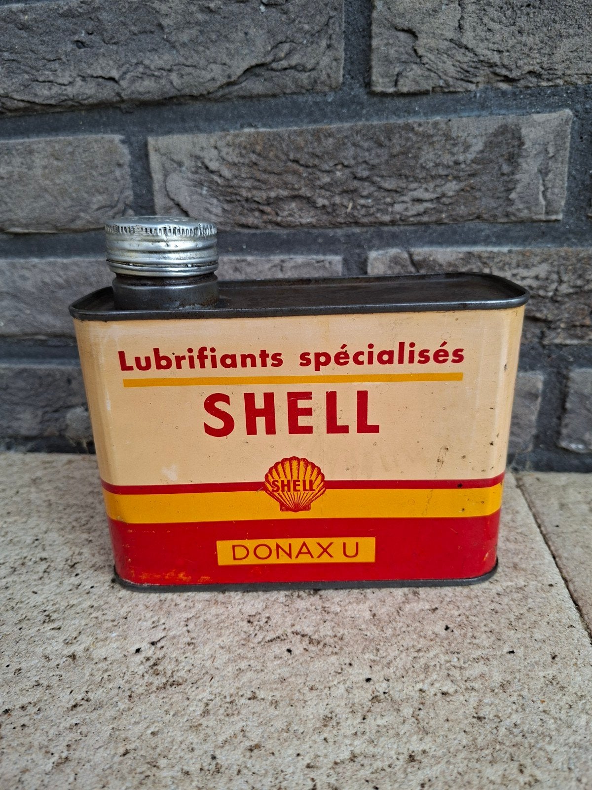 Oloe blik SHELL DONAX U, Verzamelen, Blikken, Ophalen of Verzenden, Gebruikt, Overige