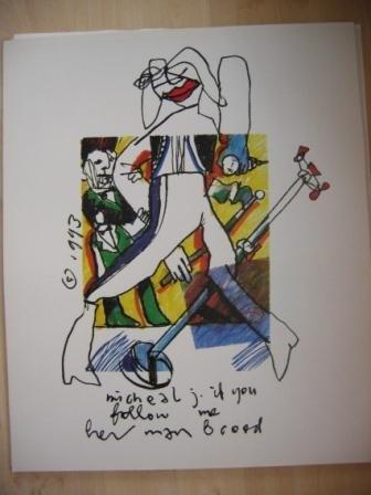 Litho Poster Herman Brood --Michael Jackson If you Follow, Verzamelen, Rechthoekig Staand, Verzenden, Zo goed als nieuw, A1 t/m A3