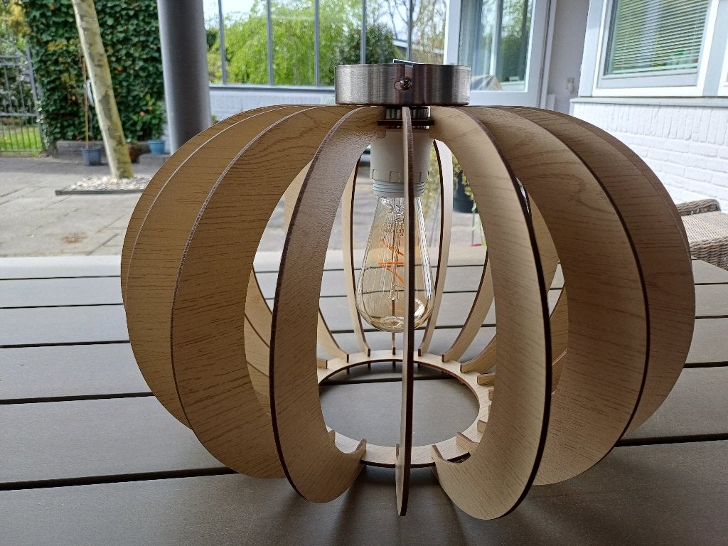 Houten lamp, Ophalen, E27 (groot), Hout, Landelijk