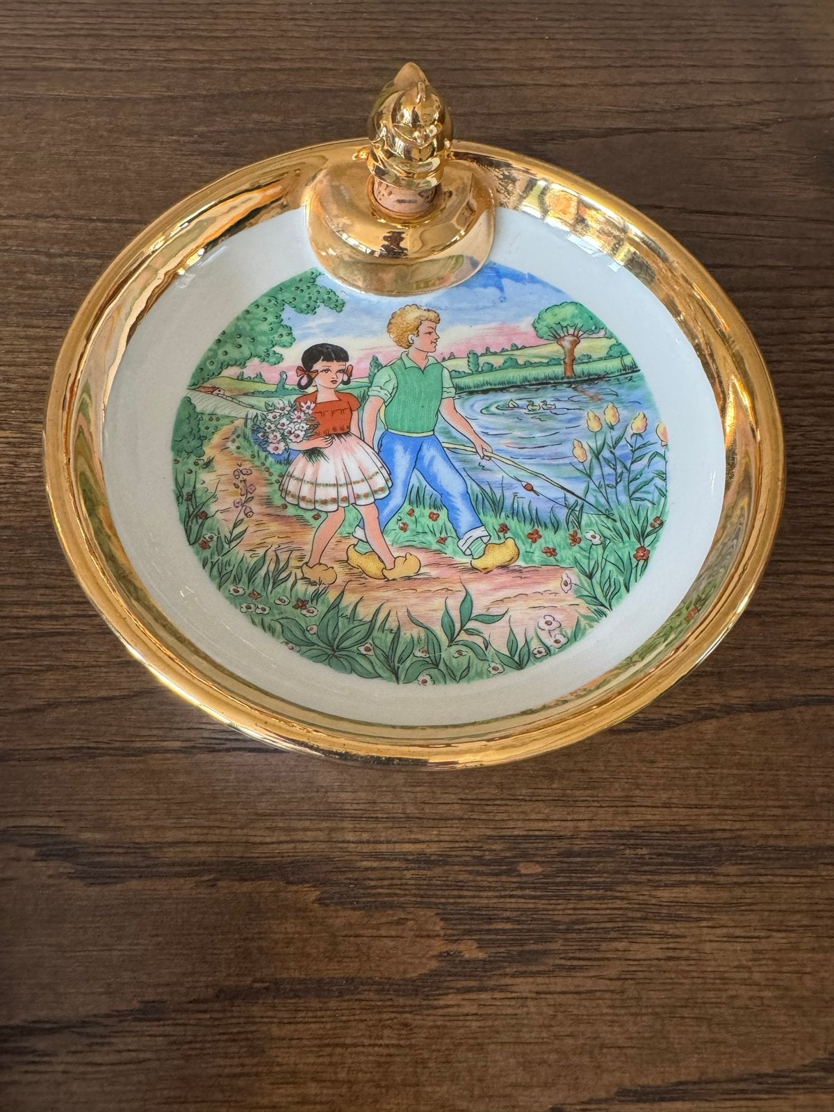 Vintage Porseleinen Kinder Warmhoudbordje J.R. France, Antiek en Kunst, Antiek | Porselein, Ophalen of Verzenden