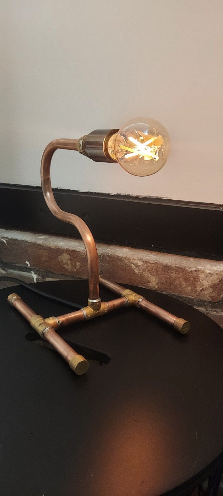 Koperen tafel/nachtkastje lamp, Ophalen of Verzenden