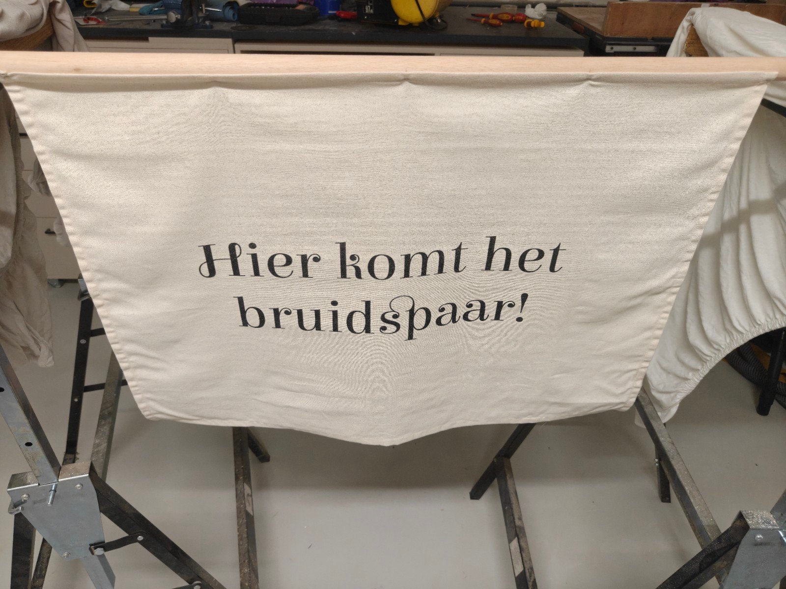 Bruiloft aankondiging bruidspaar vlag spandoek, Diversen, Ophalen, Nieuw