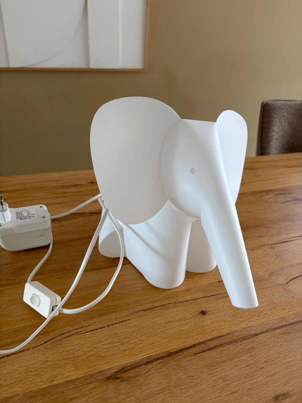 Leuk olifant lampje voor de kinderkamer, Met schakelaar, Wit, Gebruikt, Kunststof