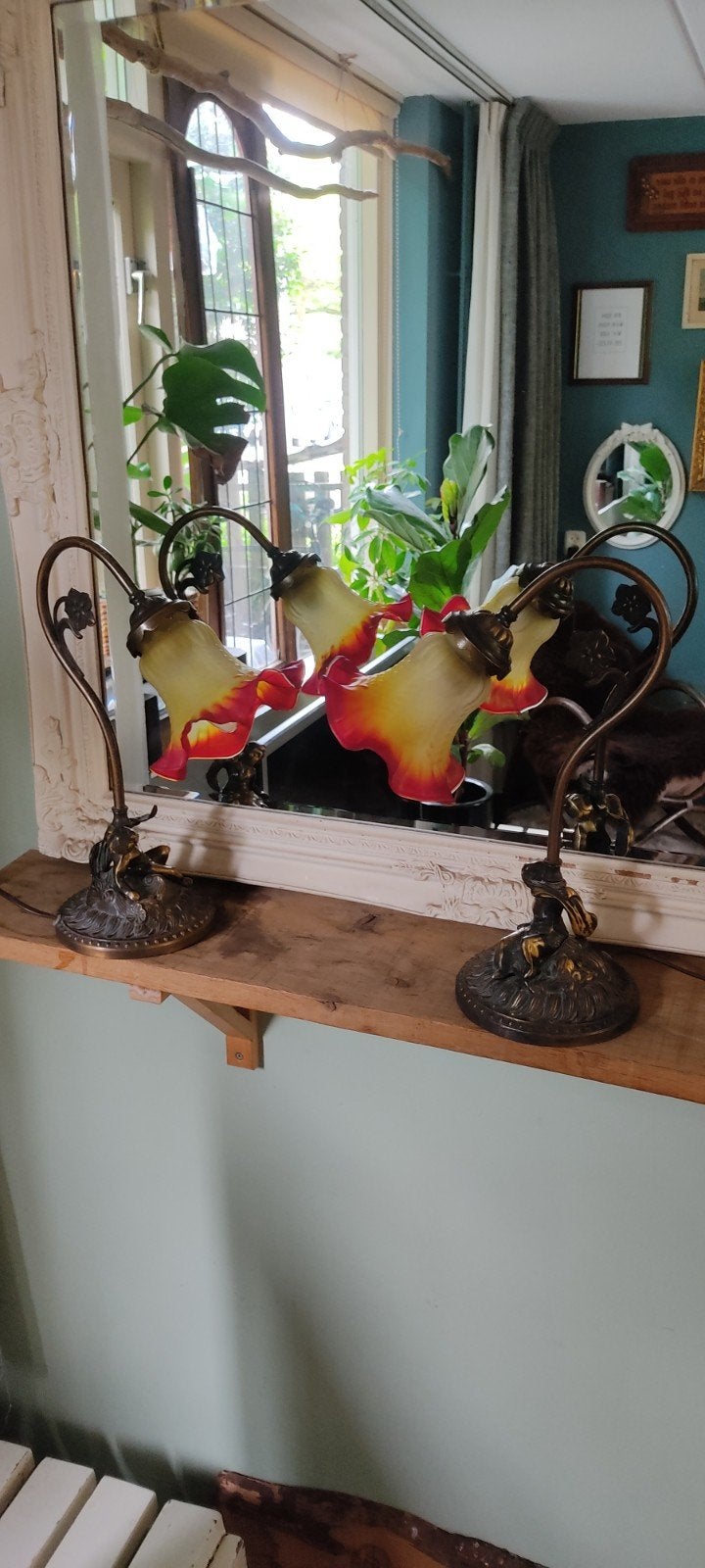 Art Nouveau Tafellampen, Antiek en Kunst, Ophalen
