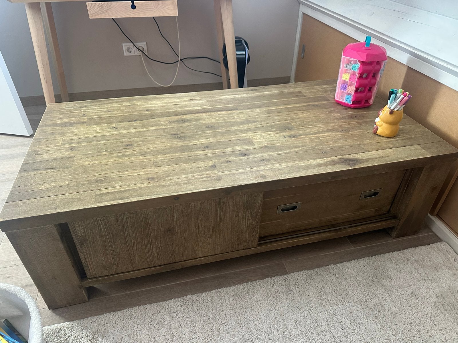 Robuuste salontafel+TV meubel (Henders&Hazel)+opbergruimte, Ophalen, Gebruikt, 100 tot 150 cm, 50 tot 100 cm