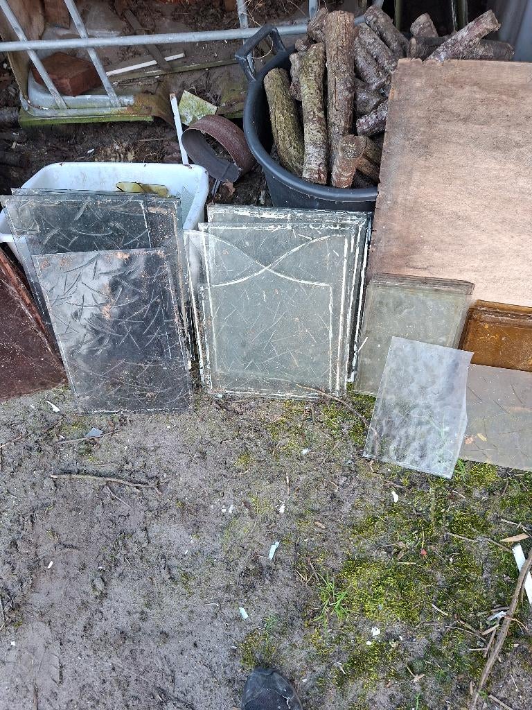 Glasplaten figuurglas glas plaatjes gekleurd, Doe-het-zelf en Verbouw, Glas en Ramen, Ophalen, Gebruikt, Minder dan 80 cm, Glasplaat