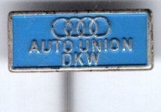 Auto Union DKW blauw op zilverkleurig auto speldje ( A_038), Ophalen of Verzenden, Zo goed als nieuw, Transport, Speldje of Pin