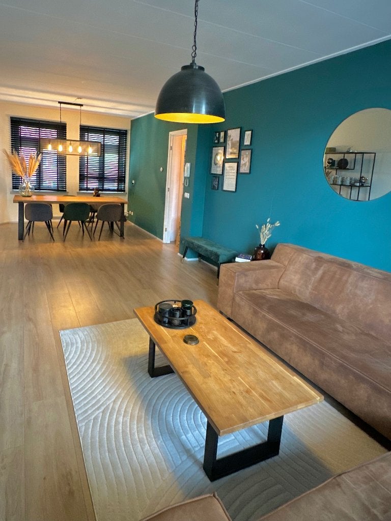 WOOOD Eileen Salontafel – Massief Eiken met stalen poten, Huis en Inrichting, Ophalen, 50 – 75, Gebruikt, 100 tot 150 cm