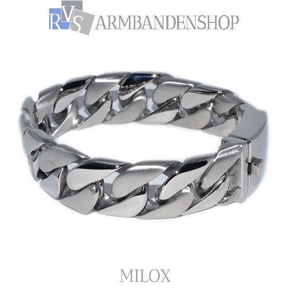 Mat en glans rvs mannen armband geborsteld RVS zilver staal, Verzenden, Nieuw, Zilver, Staal