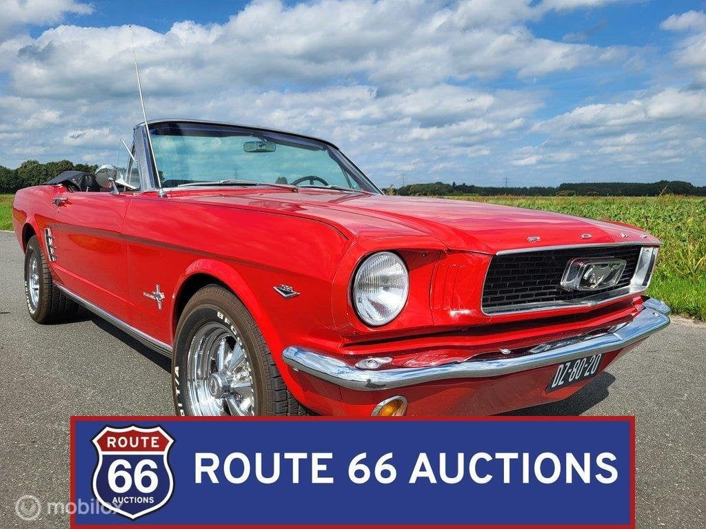 Ford Mustang Cabriolet | 1966 | Route 66 Auctions, Auto's, Overige carrosserieën, Zwart, Bedrijf, Handgeschakeld