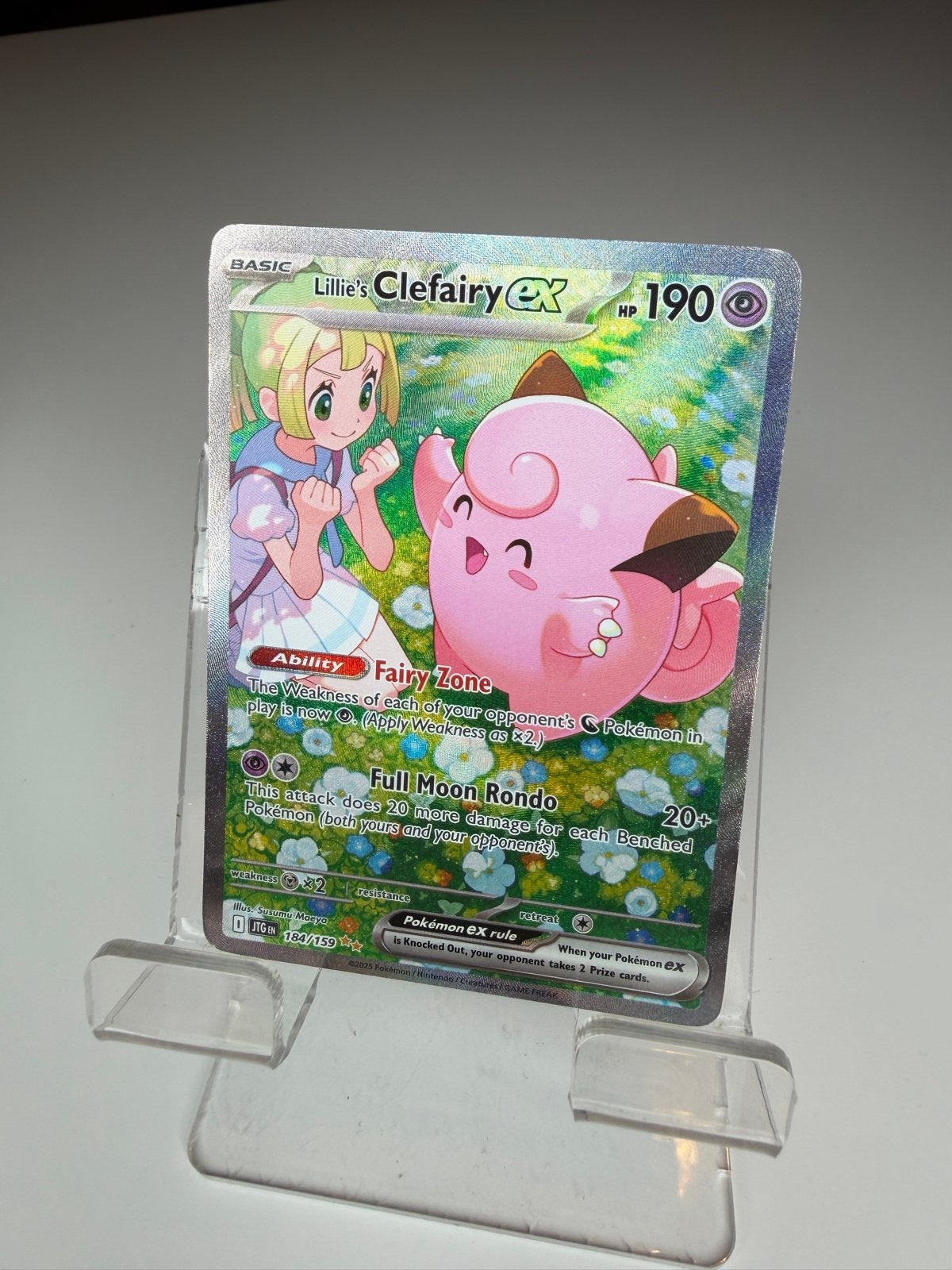 Lillie's Clefairy EX 184/159 Full Art Pokémon Kaart, Ophalen of Verzenden, Zo goed als nieuw, Losse kaart, Foil