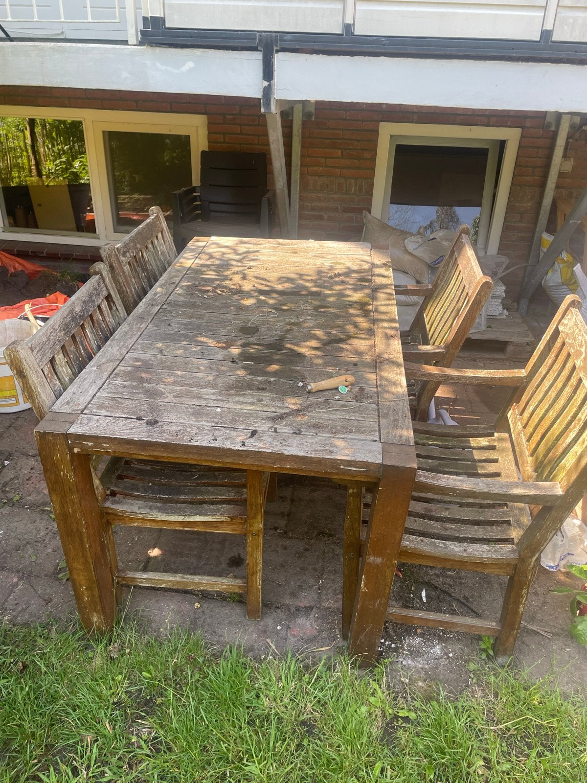 Exotan Teak Houten tuinset met 4 stoelen en tafel, Ophalen, 4 zitplaatsen, Gebruikt, Eettafel