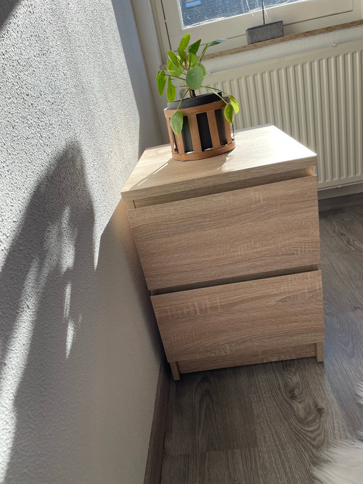 Ladekastje met twee lades - Houtkleurig, Huis en Inrichting, Ophalen, Zo goed als nieuw, Minder dan 45 cm, 55 tot 70 cm