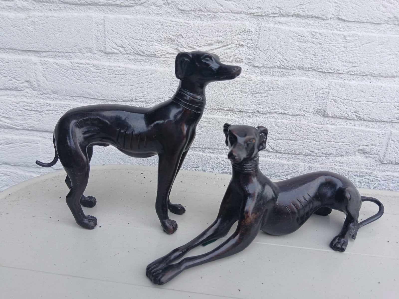 2 bronzen hazewind honden, Ophalen of Verzenden