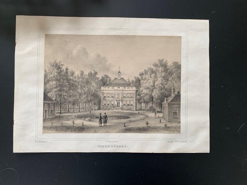 Originele Litho Sparrendaal Driebergen Rijsenburg 1860, Ophalen, 1800 - 1899, Architectuur, Origineel