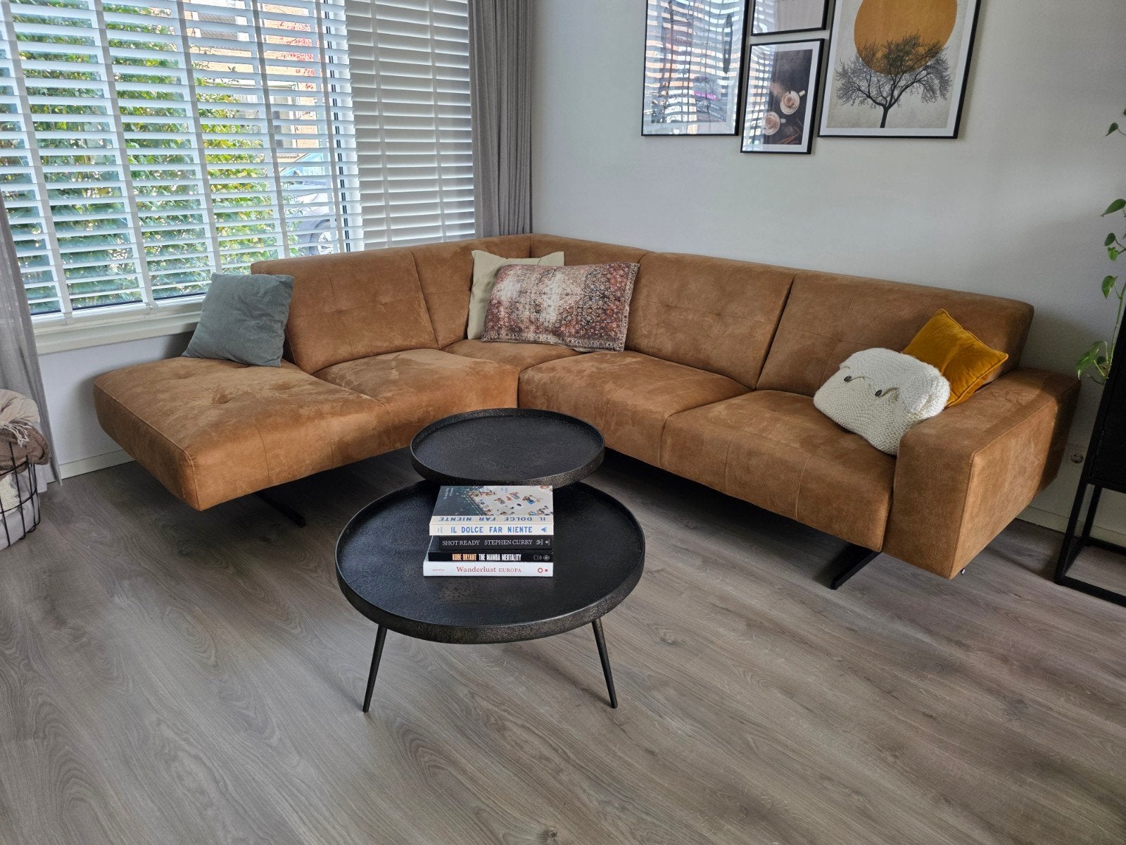 Hoekbank Montel Traffic - cognac bruin - Zo goed als nieuw, Ophalen, Modern, Comfortabel, 250 tot 300 cm, Zo goed als nieuw