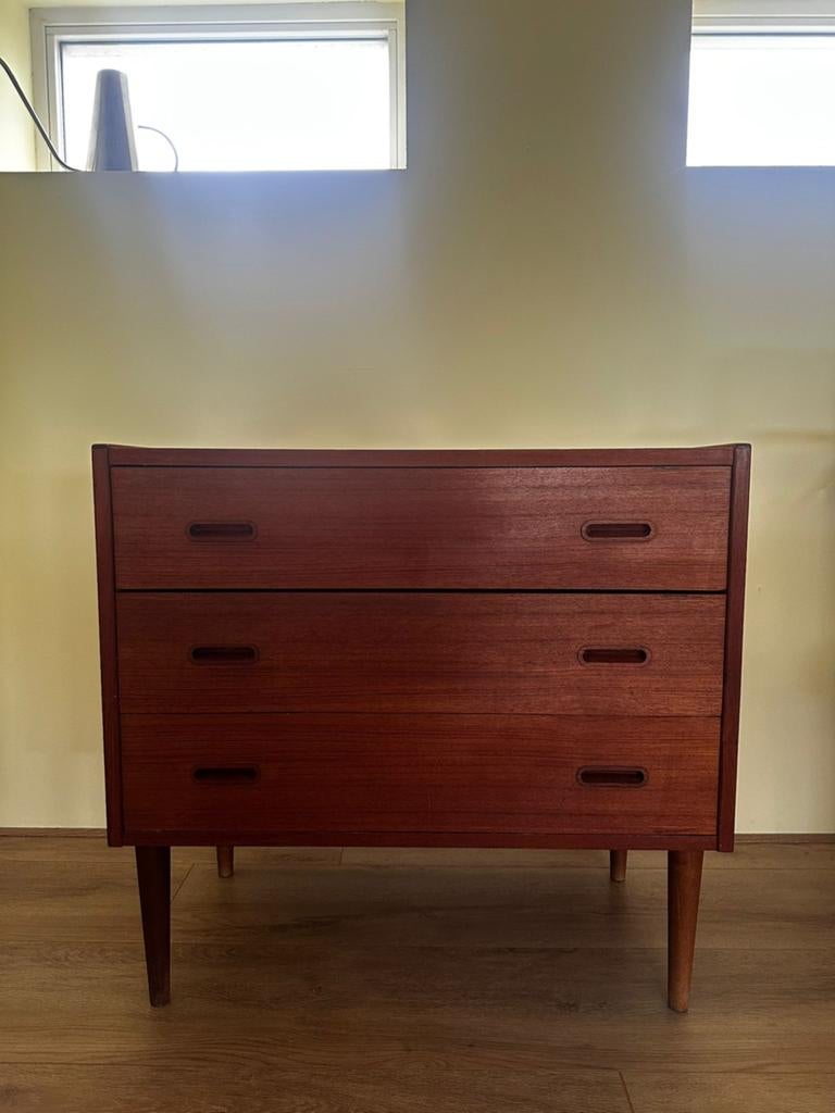 Vintage Deens/Scandinavisch design Teakhouten Ladekast 1960, Ophalen, Gebruikt, Teakhout, 50 tot 100 cm