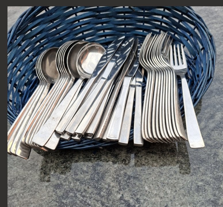 36 delig inox bestek, Ophalen of Verzenden, Zo goed als nieuw, Rvs of Chroom, Los bestek