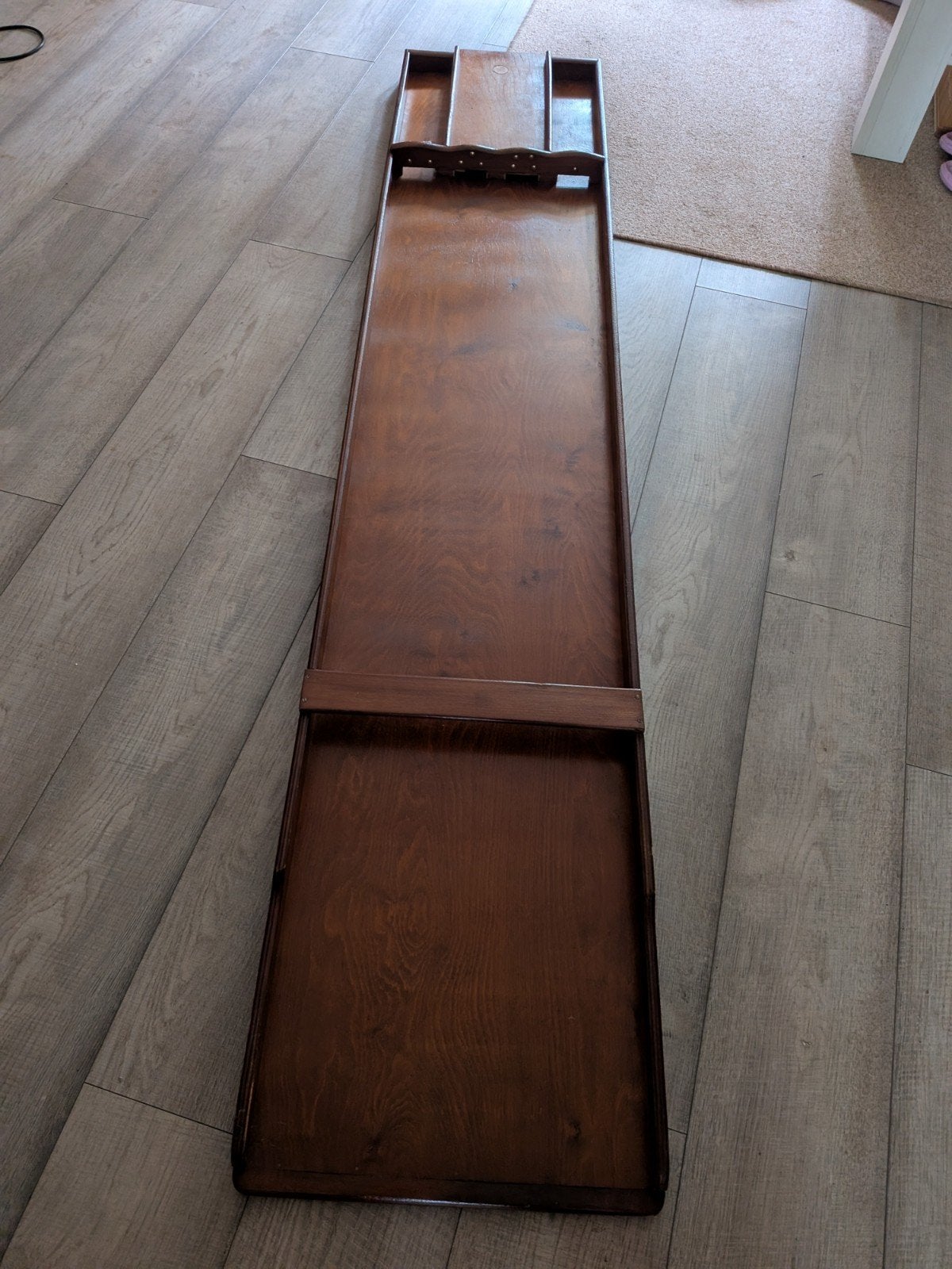 Mooie houten sjoelbak compleet met stenen, Ophalen