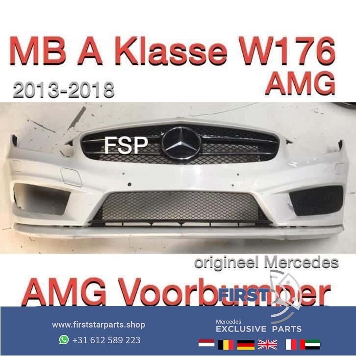 W176 AMG Voorbumper compleet met gril Mercedes A Klasse 2015, Gebruikt, -, Voor, Ophalen of Verzenden