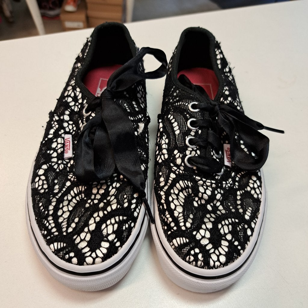 Vans lage gympen / sneakers zwart met kant mt 35 nr 43400, Vans, ., Jongen of Meisje, Schoenen