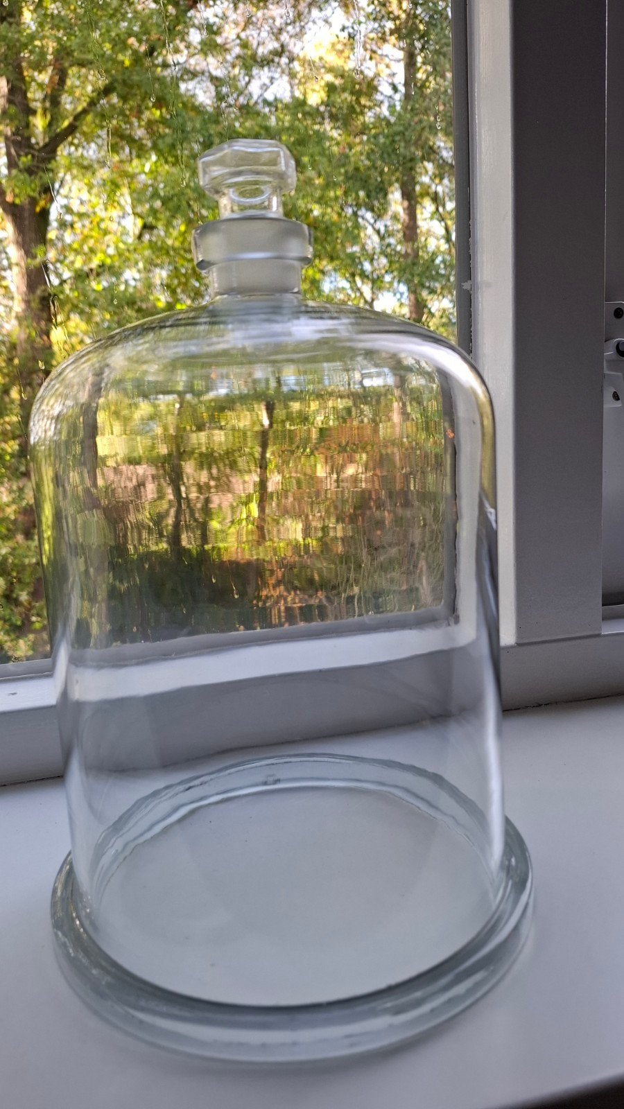 Set van 2 antieke glazen stolp en fles. 30-33 cm hoog, Ophalen, 16 cm
