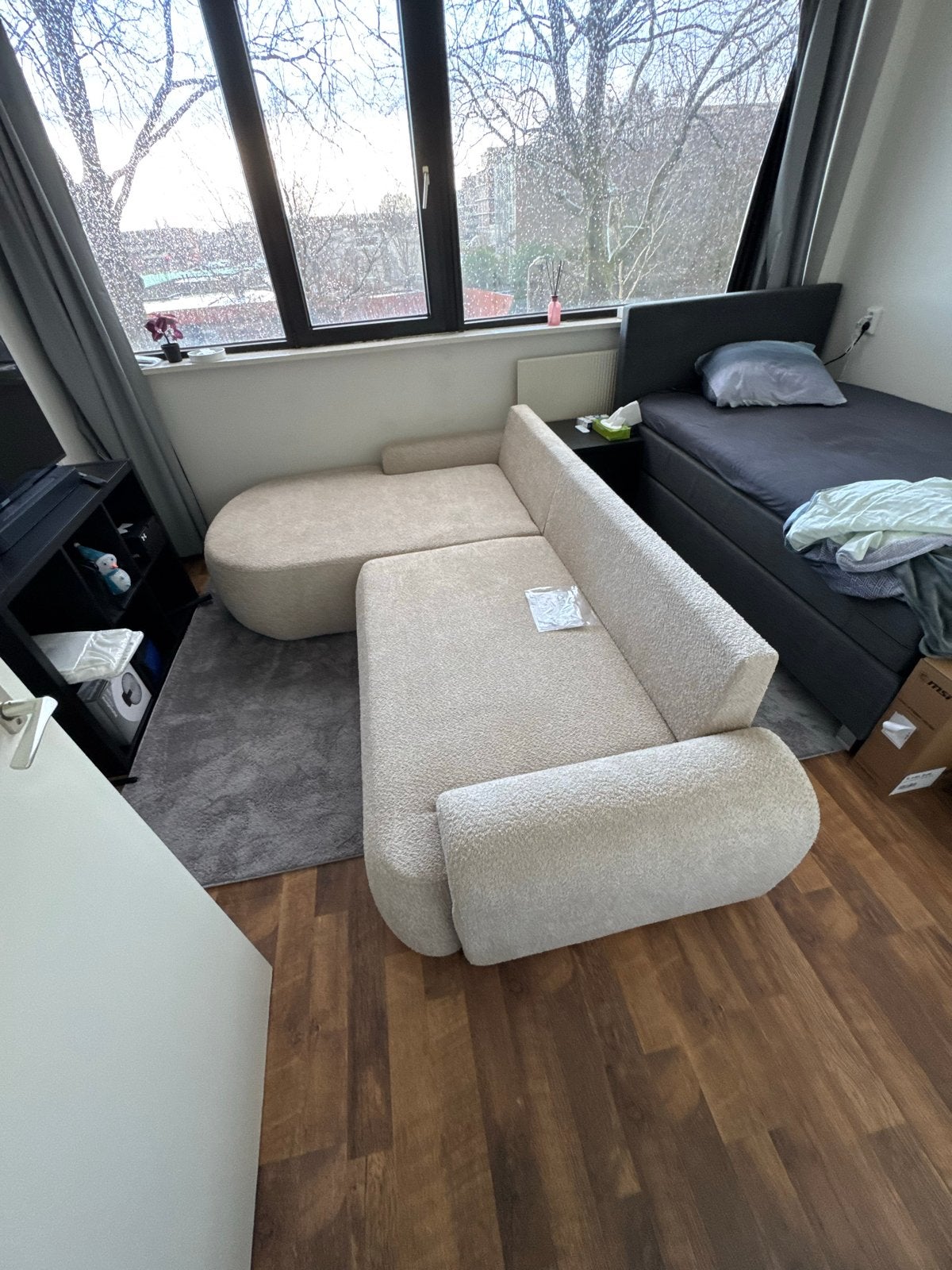 Creme Teddy bank 2.5, Huis en Inrichting, Banken | Complete zithoeken, Zo goed als nieuw, Stof, Ophalen