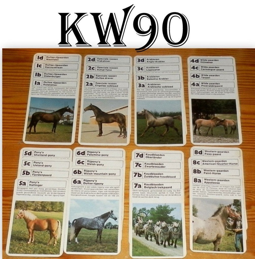 KW90 - PAARDEN KWARTET SPEL ZONDER DECK KAART, Ophalen of Verzenden, Zo goed als nieuw, Kwartet(ten)