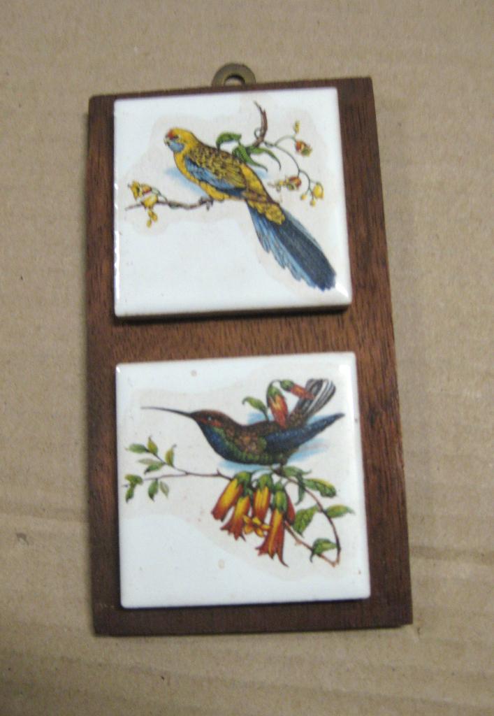 Vintage kleine tegeltjes met vogeltjes, Ophalen of Verzenden