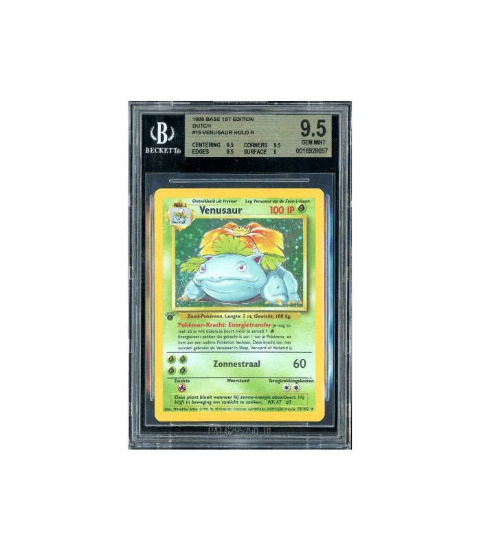 Pokemon Venusaur 1st Edition Base Set Holo Swirl #15 BGS 9.5, Ophalen of Verzenden, Zo goed als nieuw, Losse kaart, Foil