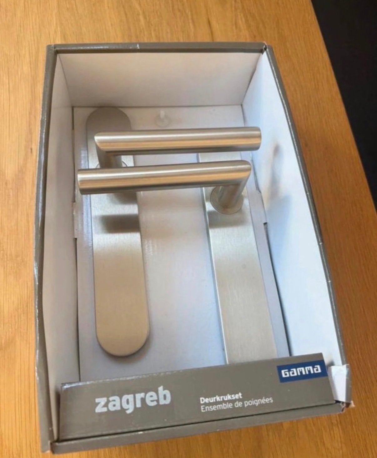 Gamma Zagreb Deurkrukset RVS - Nieuw in doos, Ophalen of Verzenden, Nieuw, Rvs, Klink of Kruk