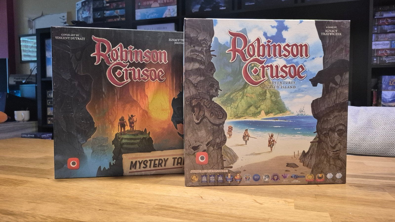 Robinson Crusoe bordspel + uitbreiding Mystery Tales, Een of twee spelers, Ophalen of Verzenden, Zo goed als nieuw, Portal Games